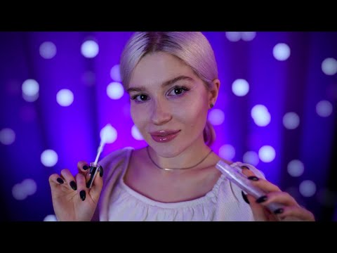 Tingly trigger I know you want to hear 🥰 ASMR lipgloss mouth sounds, whispers, face touching 💖