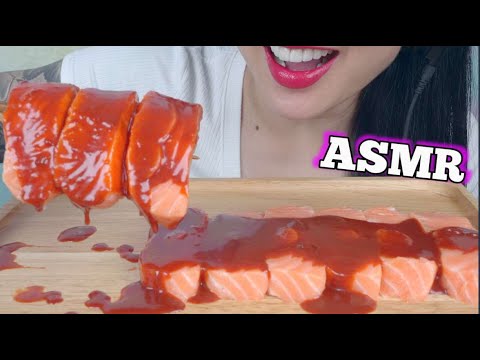 ASMR SALMON SASHIMI WITH FIRE SAUCE *NO CRUNCHY EATING SOUNDS (NO TALKING) | SAS-ASMR