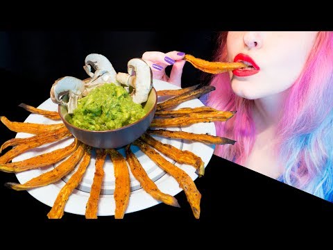 ASMR: Super Gooey Sweet Potato Sticks & Guacamole 🍠🥑 ~ Relaxing Eating [No Talking|V] 😻