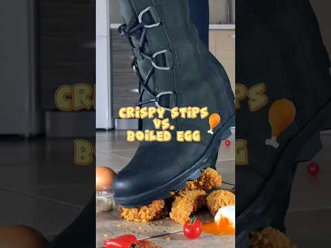 Crispy Strips vs. Egg! Oddly Satisfying Boots Crushing Food! ASMR