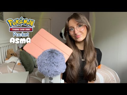 ASMR Pokémon TCGP opening new packs+ battles!💥 (screen tapping, fluffy mic scratching)