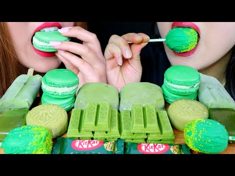 ASMR GREEN TEA ICE CREAM, CAKE POPS, KITKAT, MACARON, MOCHI, MOONCAKE 리얼사운드 먹방 | Kim&Liz ASMR