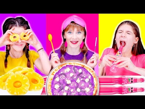 ASMR Purple, Yellow, Pink Food Party Best Compilation Challenges