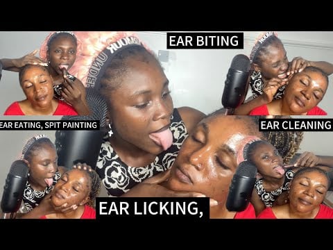 ASMR Ear Eating, Ear Licking, Ear Biting, Ear Cleaning, Scalp Scratching,& Neck Massage Gum Chewing