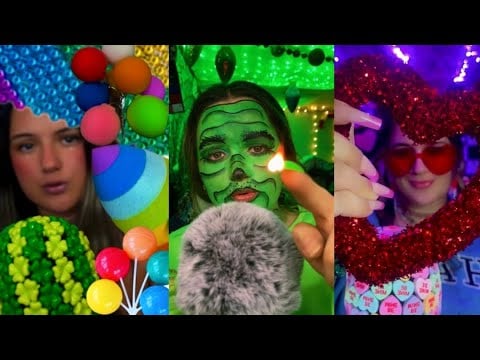 ASMR layered sounds holiday vids mashup 🎄💝🍀🐰 Super satisfying sounds for sleep 😴