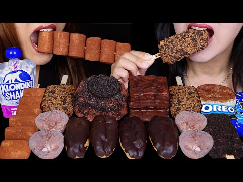 ASMR CARAMEL MOCHI ICE CREAM, JUMBO CHOCOLATE MARSHMALLOW STICK, OREO CAKE, FROZEN CHOCOLATE SHAKE먹방