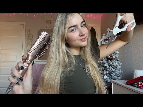 ASMR Fast and Aggressive Haircut and Style (invisible clips, ring sounds)