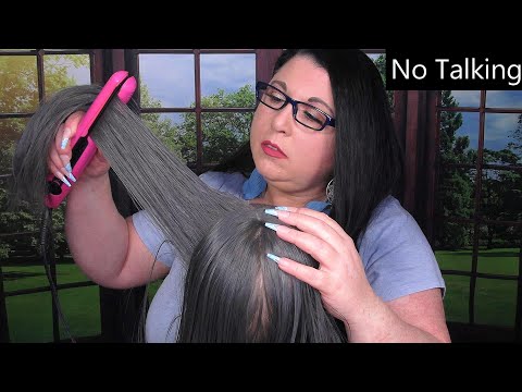 ASMR Hair Salon Roleplay (NO TALKING) (Wet Haircut, Blow Dry, Hair Dryer, Hair Straightening, Spray)