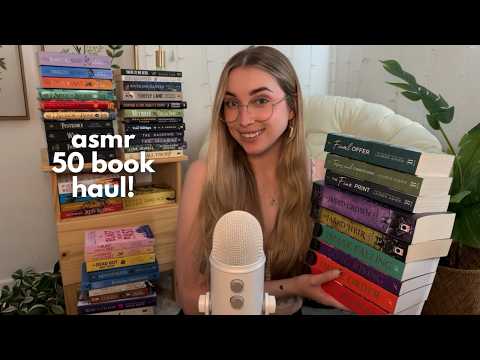 ASMR 50 Book Book Haul! (my biggest haul yet, whispered, book triggers)
