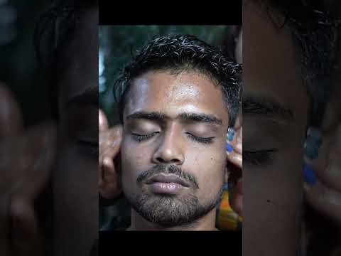 She Doing Head Massage On Heavy Rain ASMR #shorts #ladybarber #massage