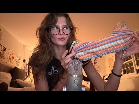 ASMR my bathing suit collection, fabric scratching (custom video!)