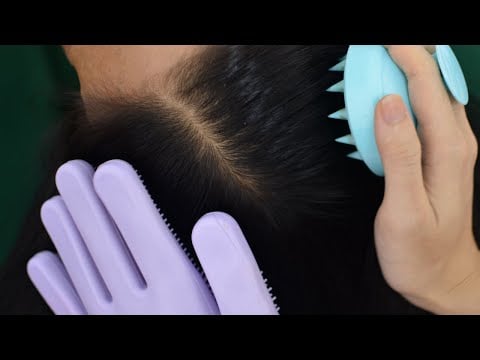 [ ASMR ] I Massage Your Scalp Using Silicon Gloves Relaxing For Sleep ( No Talking )