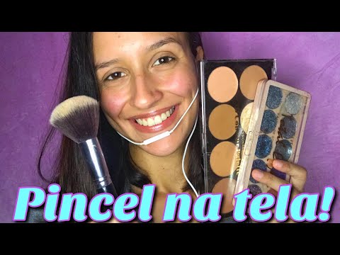 Asmr roleplay: amiga maquiadora fazendo sua maquiagem 💄|sons de boca e pincel na tela #asmr