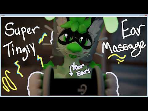 [3DIO Furry ASMR] Tingly sounds and Lotion ear massage! | Plastic wrap | Binural | Minimal talking