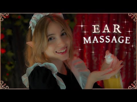 ASMR EAR MASSAGE 👑 SIRVIENTA de la REINA Elfa Oscura ❤️🏰