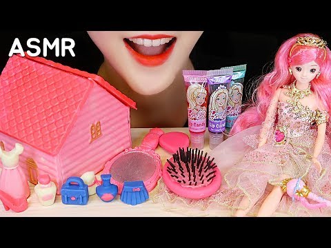ASMR EDIBLE BARBIE HOUSE, EDIBLE LIP GLOSS, EDIBLE HAIR BRUSH, CHOCOLATE ASMR 💕