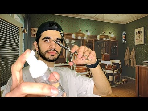 Try NOT to Fall ASLEEP - ASMR Barber with Fast Scissors Sounds and Spray Bottle. ASMR Haircut