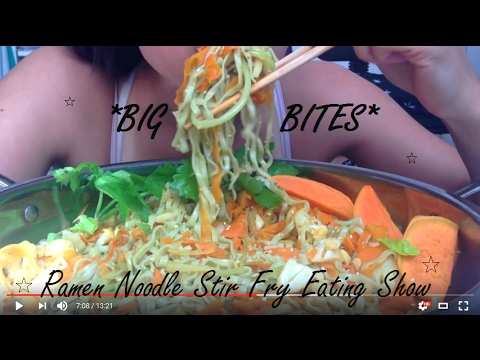 RAMEN NOODLE STIR FRY EATING SHOW (BIG BITES) !!