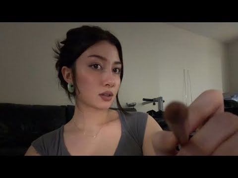 ASMR fixing your makeup (lofi, mouth sounds, hand movements)
