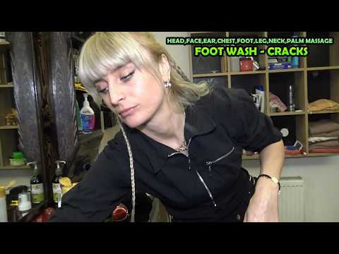 DEEP SCRATCHING FEMALE FEET, CHEST MASSAGE & WASH + CRACKS + ASMR face,ear,leg,head,neck massage