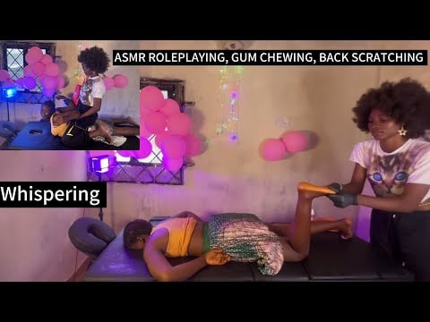 ASMR GUM CHEWING, ROLEPLAYING, SOFT WHISPERS, FULL BODY MASSAGE