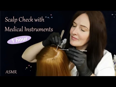 ASMR - 1 Hour Scalp Check & Treatment with Medical Instruments for Sleep (Whispered)