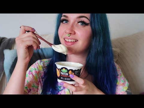 ASMR Eating Passion Fruit & Papaya Protein Yogurt (EATING SOUNDS)
