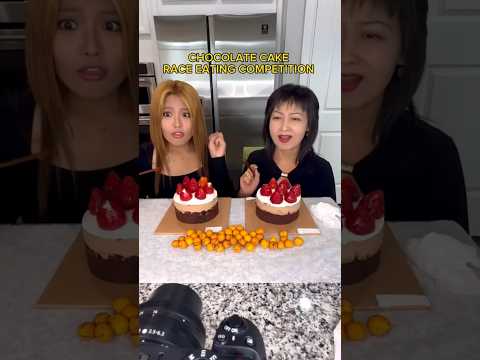 HUGE CHOCOLATE CAKE RACE EATING COMPETITION #shorts #viral #mukbang