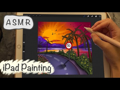 ASMR iPad sounds - Teaching you how to paint landscape