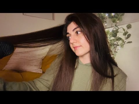 15 minutes of hair brushing on long, thick and straightened hair! [ASMR, no talking, hair over face]