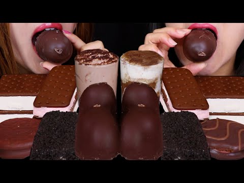 ASMR GIANT CHOCOLATE MARSHMALLOWS, ICE CREAM SANDWICHES, COOKIES & CREAM BAR, MOUSSE CAKE, CHOCO PIE