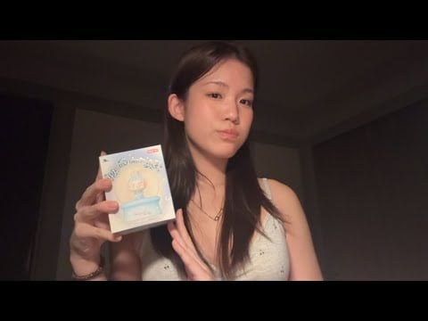 ASMR unboxing a labubu snow globe | lofi tapping, whispering, glass tapping 🎁