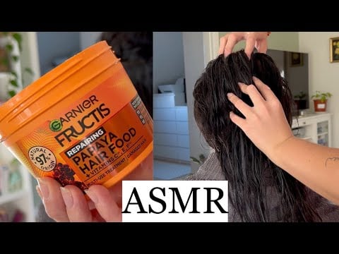 ASMR | Papaya Hair Mask Treatment on my Friend 🍋 Relaxing Hair Play (no talking)