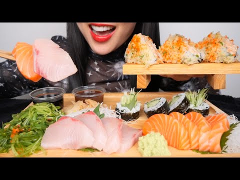 SASHIMI PLATTER + SUSHI SANDWICH (ASMR EATING SOUNDS) NO TALKING | SAS-ASMR