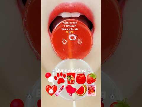 random emoji red food eating sounds 빨간색 먹방 ASMR MUKBANG (sped up)