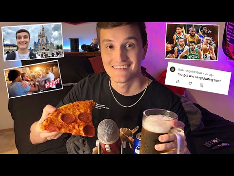 ASMR Pizza And Beer Mukbang Eating 🍕🍺 (relaxing whisper ramble)