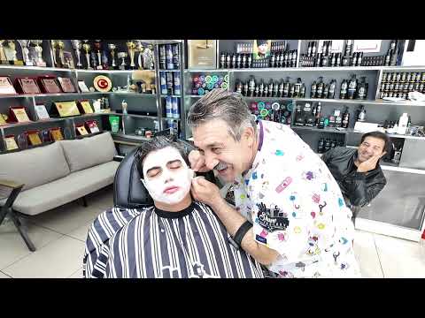 LET’S RELAXING ASMR BERBER MUNUR ÖNKAN'S HAIR AND BEARD CUTTING. A BERBER THERAPY HERE