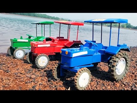 mini Swaraj tractor stuck in mud jcb Loading parle g biscuits help tractor Video | mud toys