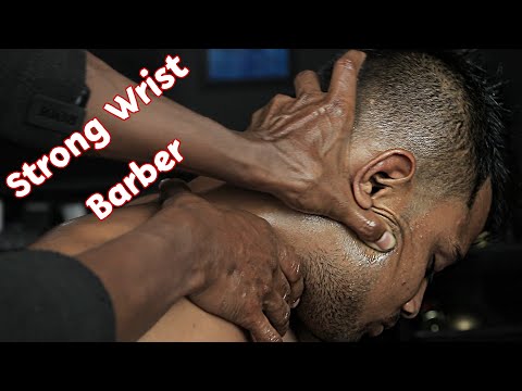 ASMR Heavy Oil Head And Neck Massage By Strong Wrist Barber | Headache Relief Head Massage ASMR