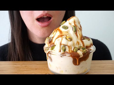 ASMR: Burnt Caramel & Pistachio Nice Cream ~ Soft Eating Sounds (No Talking)