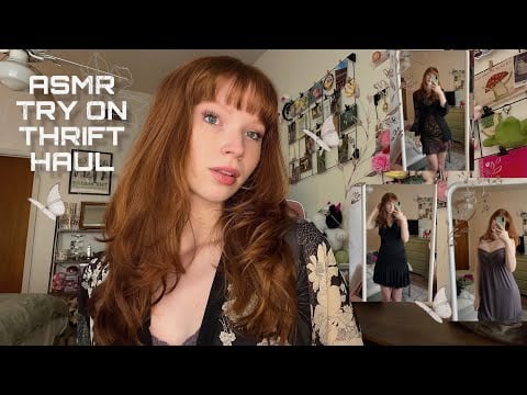 ASMR ♡ Try On Thrift Haul (Fabric Scratching, Hand Sounds, Rambles)