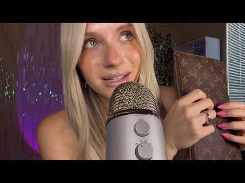ASMR Relaxing Leather Bag Tapping & Gentle Scratching With Semi Inaudible Whispering