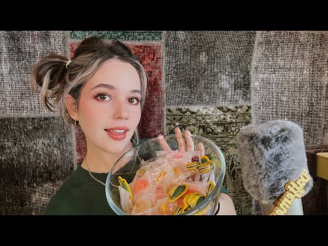 ASMR eating gummies, rambling about candies🍭🍬🍭🍬