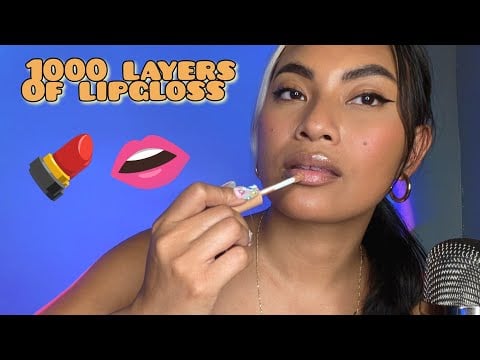 ASMR Layering Lipgloss And Gum Chewing , Mouth Sounds