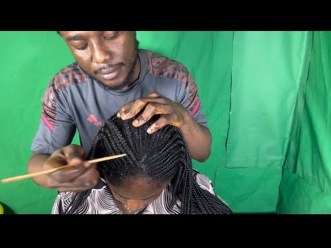 Asmr⭐️satisfying particles picking and dusting  between braided hair