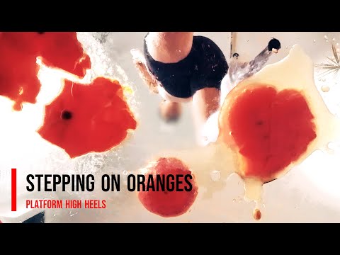 Stepping on a oranges with high heels #shoes #crush #asmr