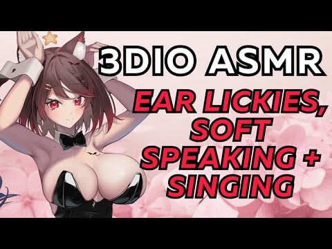 【3DIO ASMR】🌸 kitten softly licks your ears~ ♡ ear lickies, soft speaking and singing