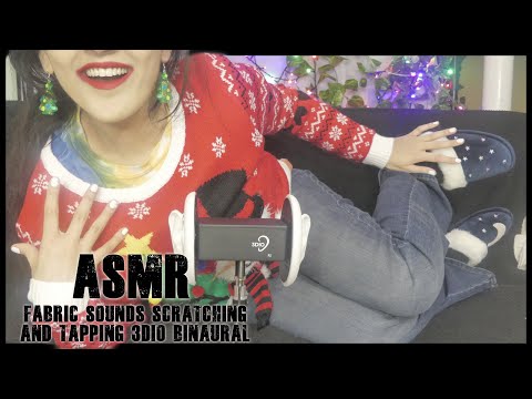 ASMR Fabric Scratching And Tapping  3DIO BINAURAL♡Scratching Jeans👖 & Sweaters 👚