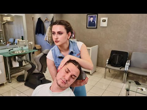 💈ASMR SLEEP PILL 💊 TURKISH FEMALE BARBER'S FOAMY HAIR WASH & RELAXING HEAD & FACE MASSAGE