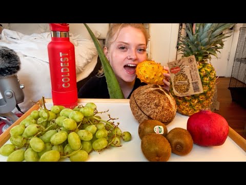 ASMR~EATING A HUGE FRUIT PLATTER 🍇🍍🍌🥝🥥